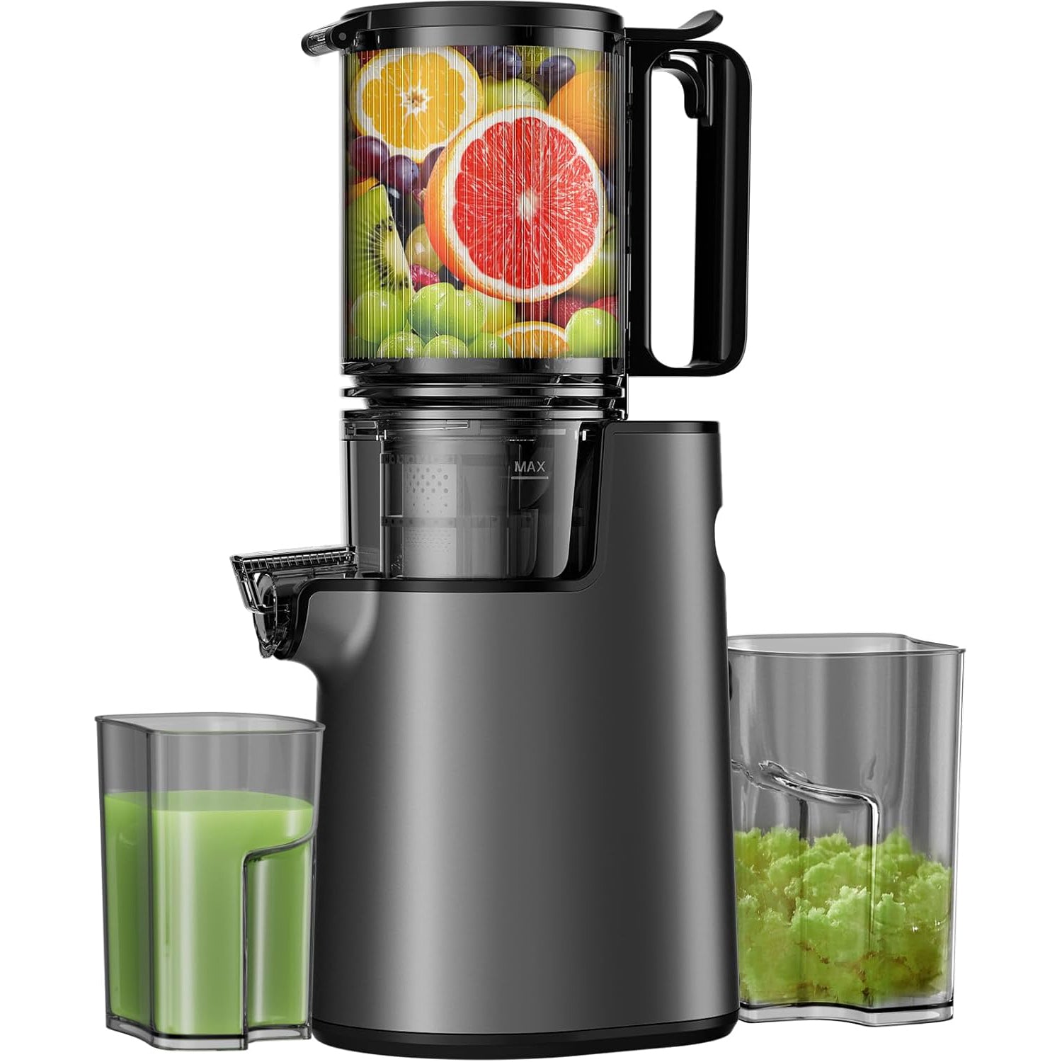 YPONE Cold Press Juicer, Masticating Juicer with 5.4" Wide Feed Chute, 350w Slow Juicer Machines Fit Whole Vegetables and Fruits,Juice Extractor Machine with High Juice Yield, Easy to Clean(Black)