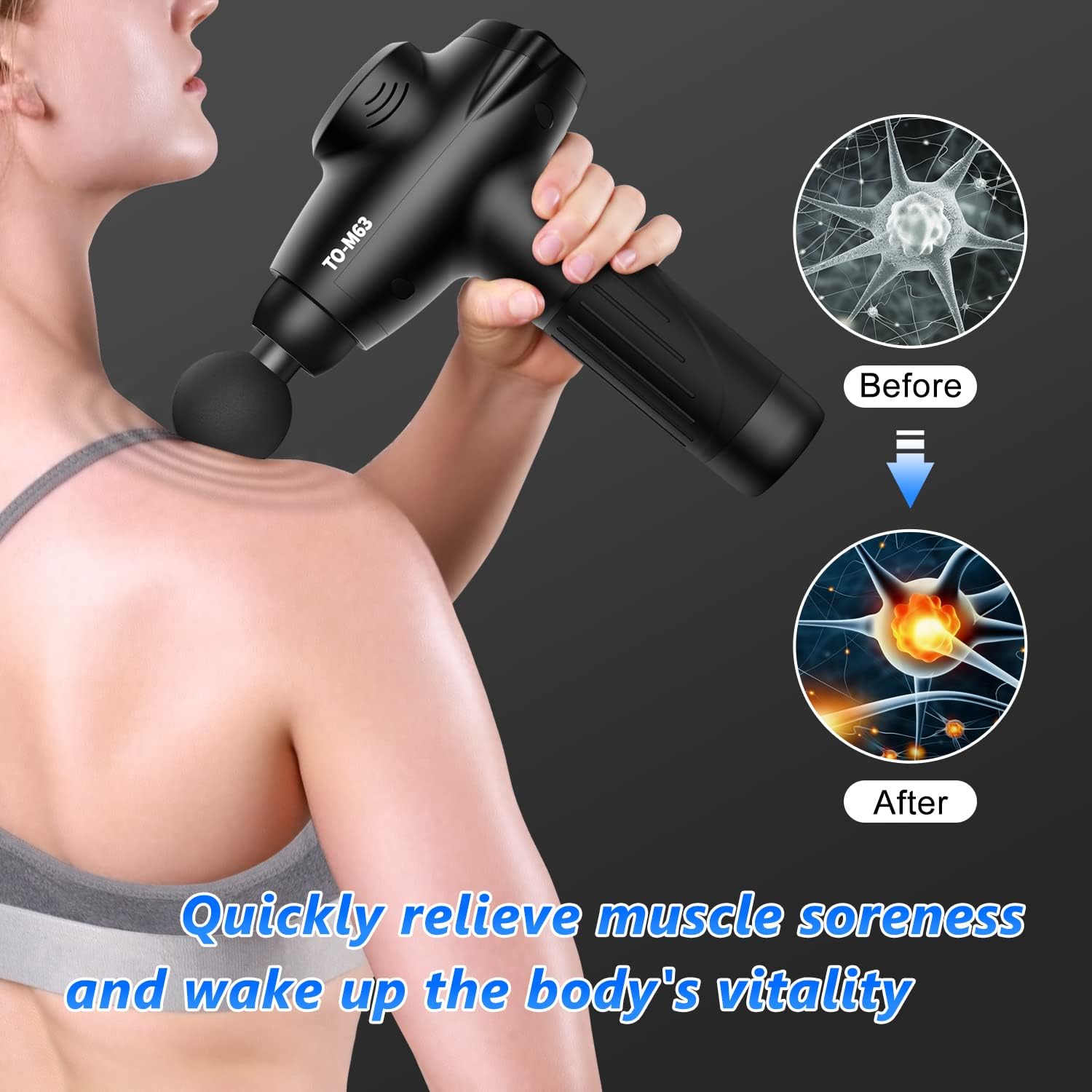 TOLOCO Massage Gun, Muscle Massager Compact Deep Tissue Treatment for Any Athlete, Portable Carry Case and 12 Interchangeable Heads Best Gift for Family and Friends, Black