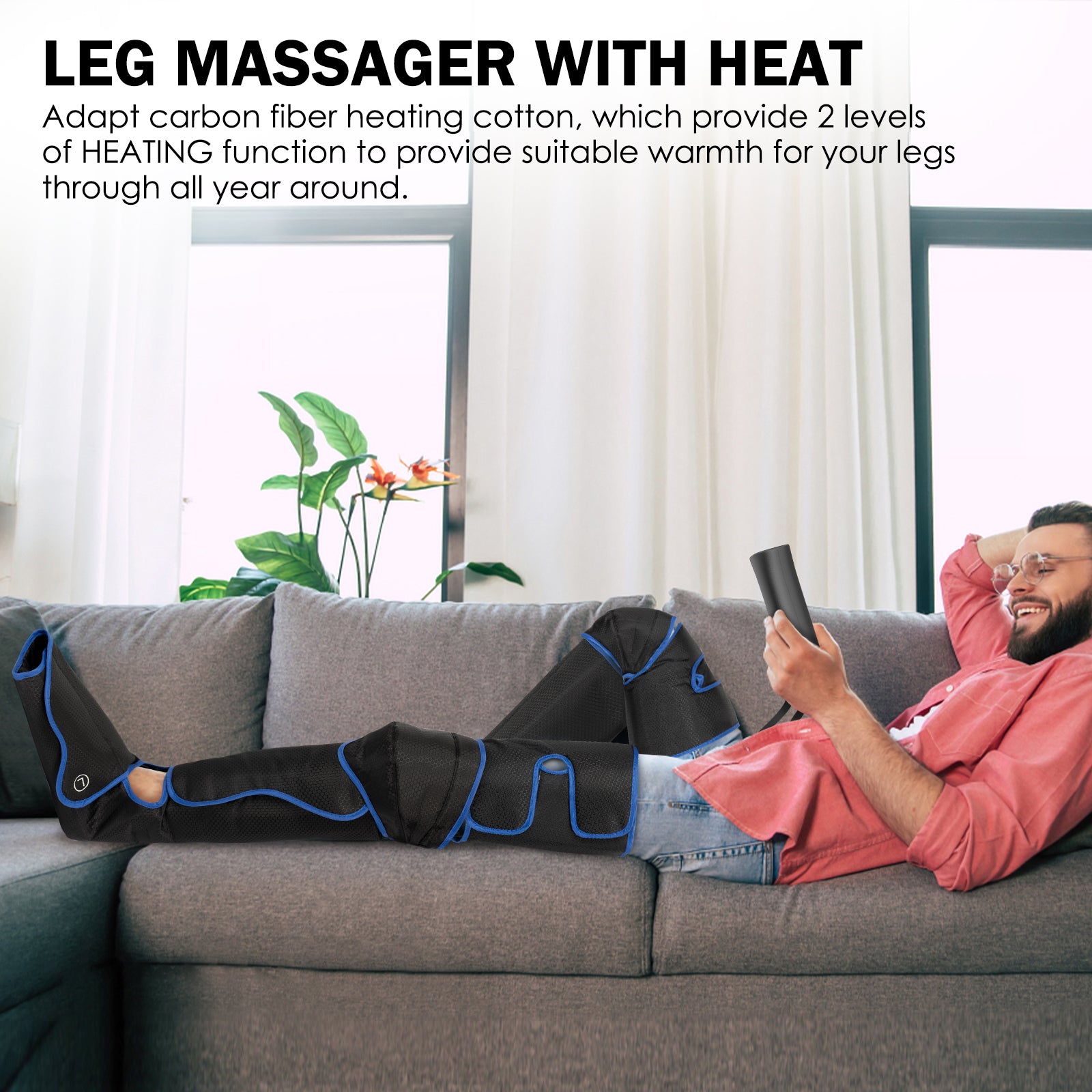 TOLOCO Leg Massager, Leg Massager with Air Compression for Circulation, Relaxation and Pain Relief with 6 Modes 3 Vibration, Full Foot Massager For Thigh Calf Feet