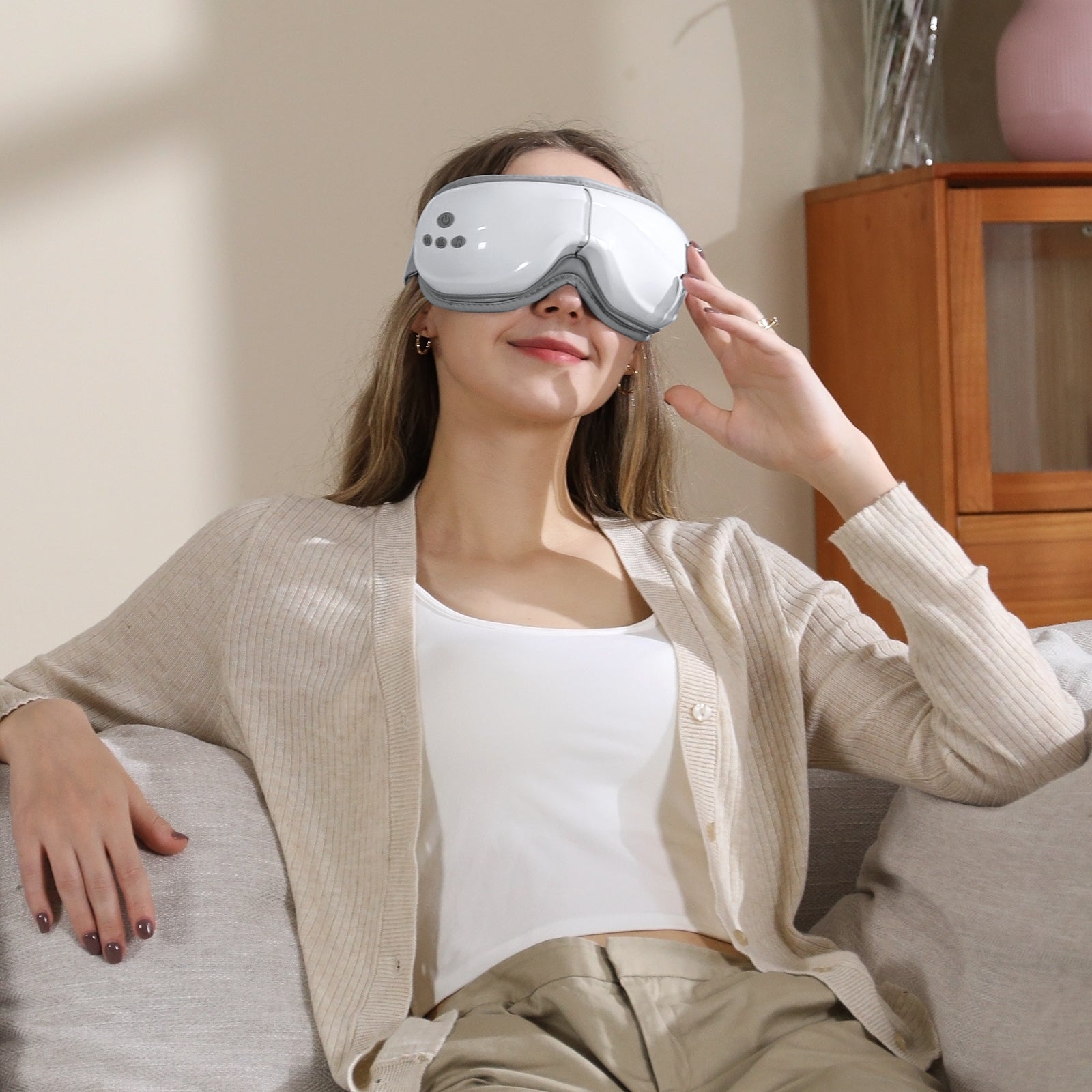 TOLOCO Eye Massager with Heat, Heated Eye Mask with Bluetooth Music for Migraines, Face Massager for Relax and Improve Sleep, Reduce Eye Strain, Relaxation Gifts for Women/Men, Birthday, Wedding Gifts