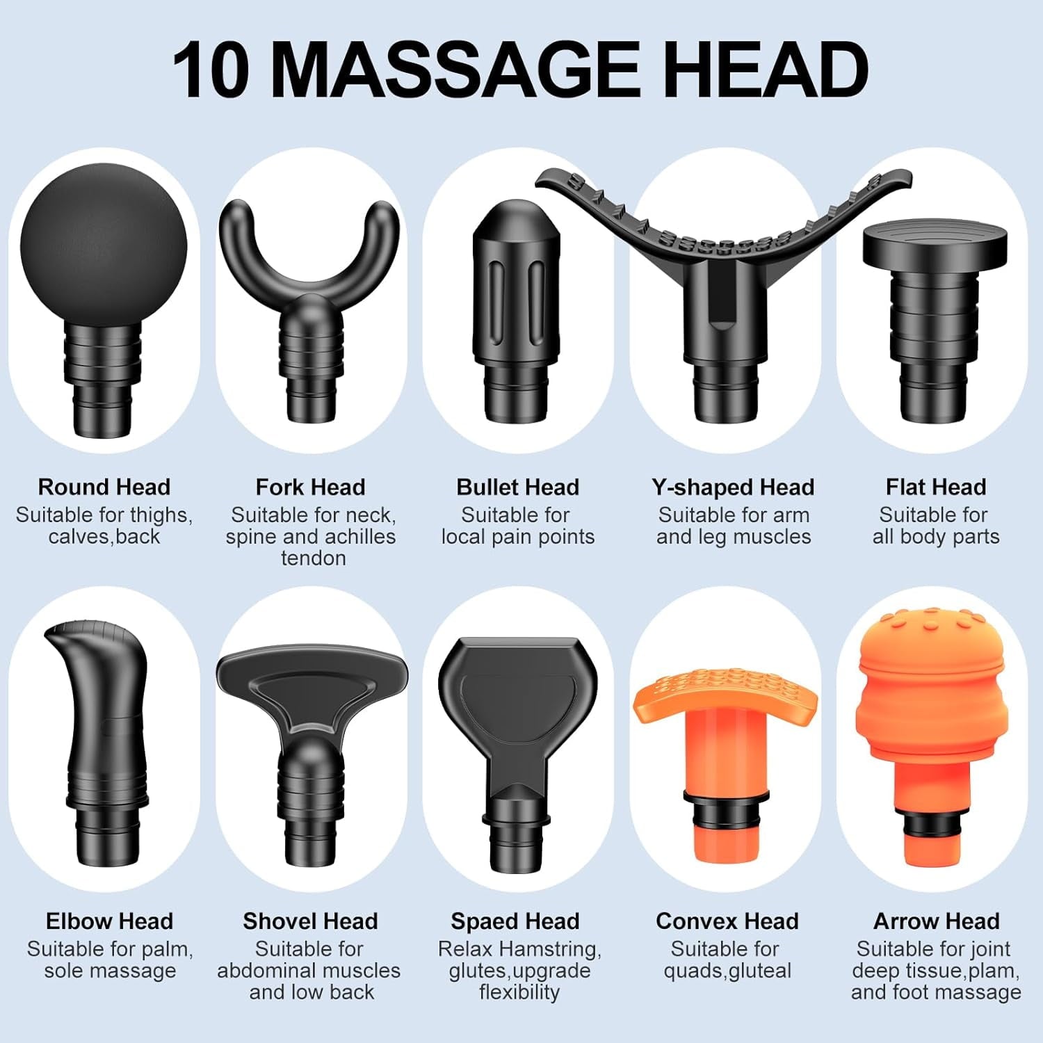 TOLOCO Massage Gun for Muscle Pain Relief, with 10 Replacement Heads, Black
